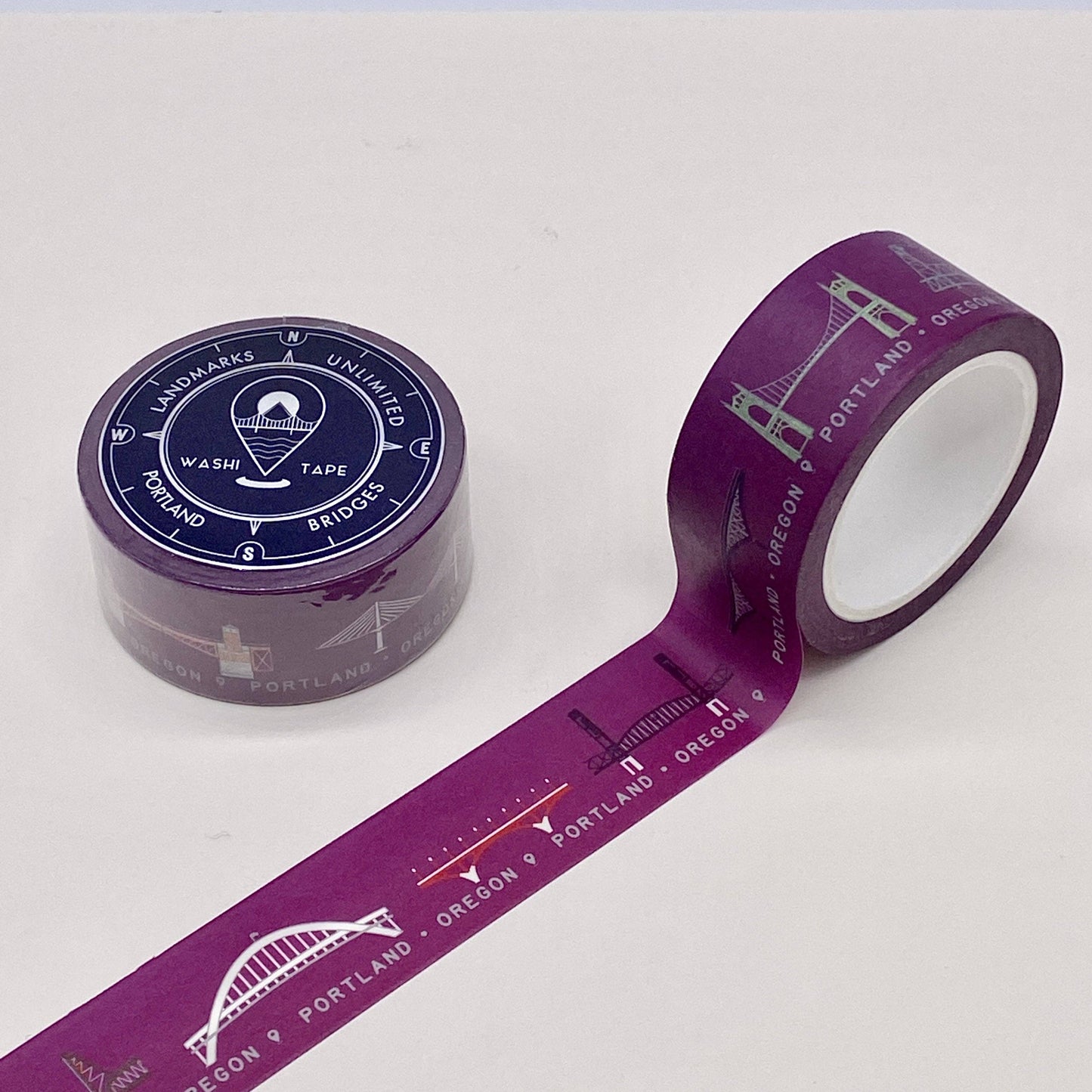 Landmarks Unlimited - Portland Bridges Washi Tape - Eggplant