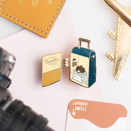 Occasionalish - Traveler Suitcase Interactive Enamel Pin
