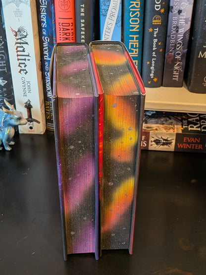 Aurora Rising and Aurora Burning by Amie Kaufman and Jay Kristoff, Custom Sprayed Edges