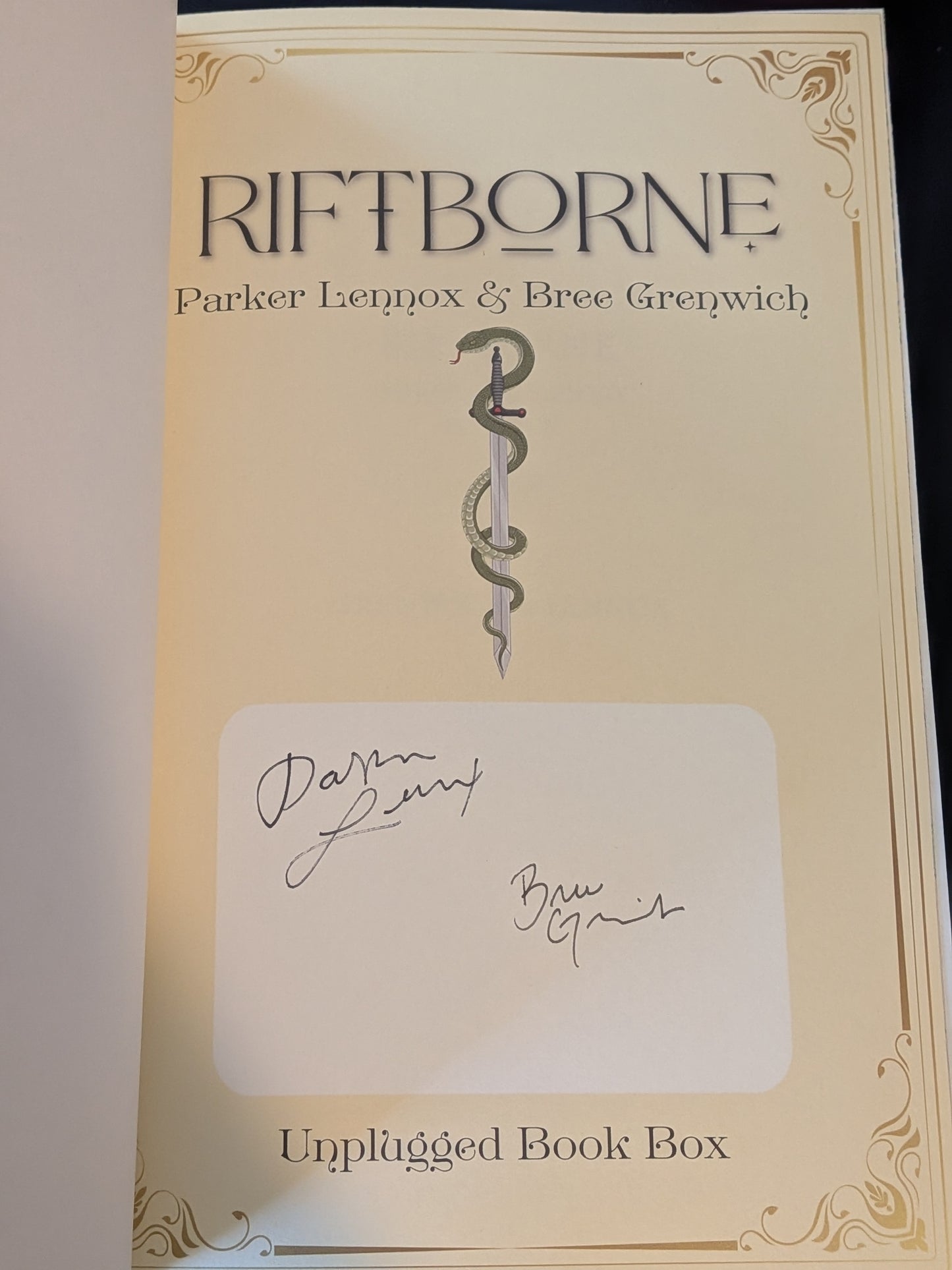 Riftborne by Parker Lennox and Bree Greenwich, Unplugged Book Box Edition