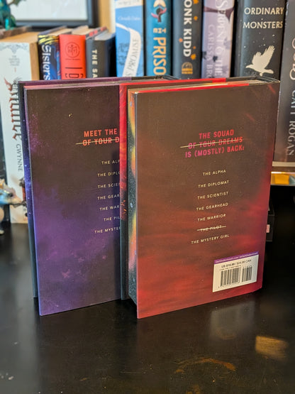 Aurora Rising and Aurora Burning by Amie Kaufman and Jay Kristoff, Custom Sprayed Edges