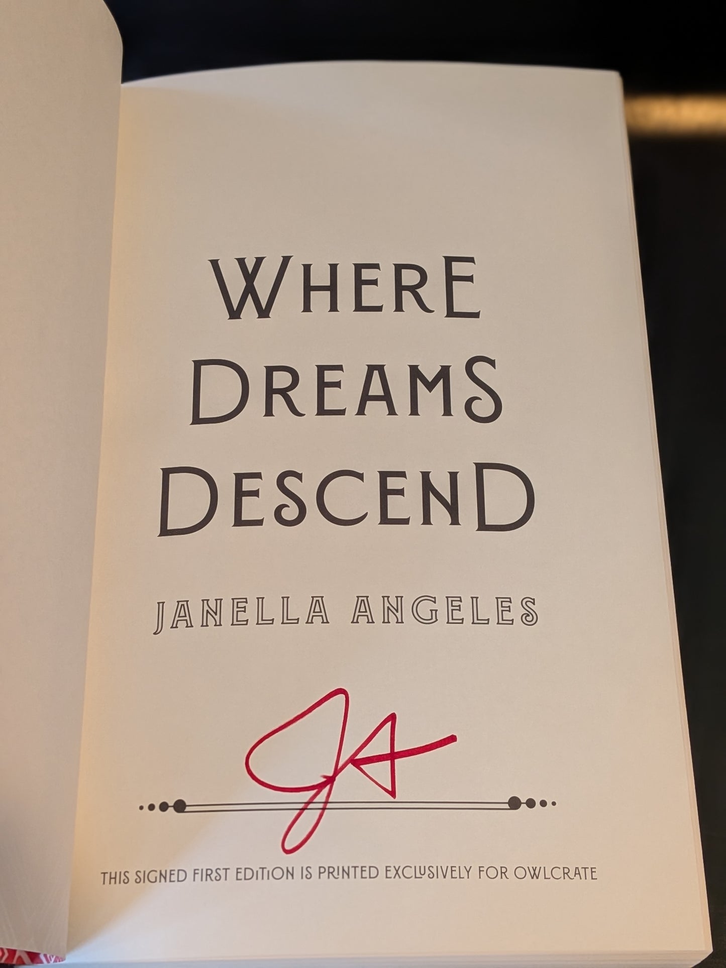 Where Dreams Descend by Janella Angeles, Owlcrate Edition, Signed